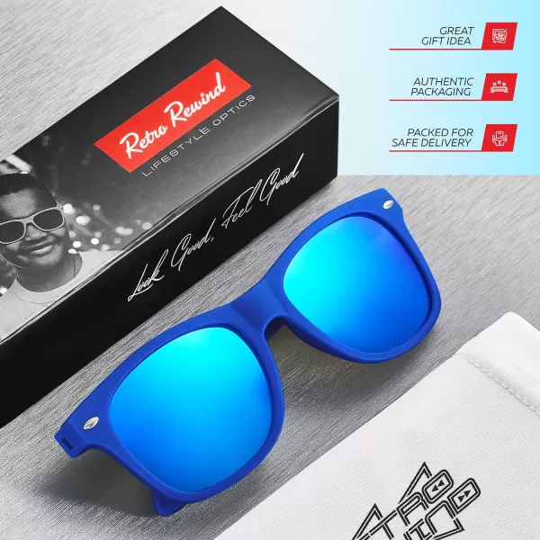 Retro Rewind Kids Sunglasses for Boys Girls Age 312  Shatterproof Rubberized Frame UV400 Toddler Children Sun GlassesRoyal Blue  Ice Blue