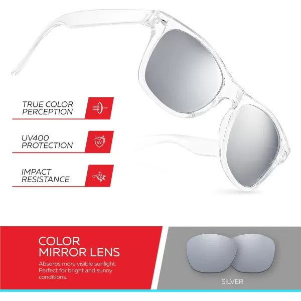 Retro Rewind Kids Sunglasses for Boys Girls Age 312  Shatterproof Rubberized Frame UV400 Toddler Children Sun GlassesShiny Clear  Silver Mirror