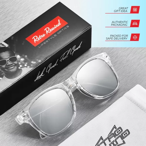 Retro Rewind Kids Sunglasses for Boys Girls Age 312  Shatterproof Rubberized Frame UV400 Toddler Children Sun GlassesShiny Clear  Silver Mirror