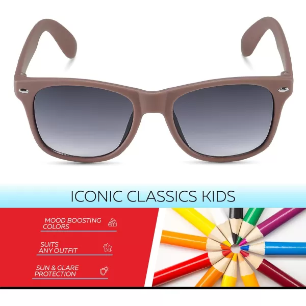 Retro Rewind Kids Sunglasses for Boys Girls Age 312  Shatterproof Rubberized Frame UV400 Toddler Children Sun GlassesTaupe Purple