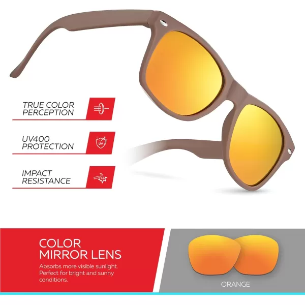 Retro Rewind Kids Sunglasses for Boys Girls Age 312  Shatterproof Rubberized Frame UV400 Toddler Children Sun GlassesTaupe Purple  Revo Orange