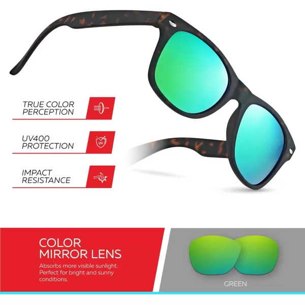 Retro Rewind Kids Sunglasses for Boys Girls Age 312  Shatterproof Rubberized Frame UV400 Toddler Children Sun GlassesTortoise  Revo Green