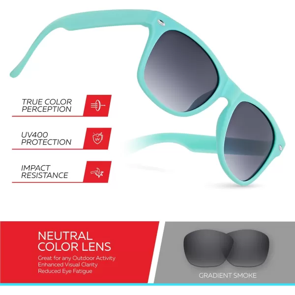 Retro Rewind Kids Sunglasses for Boys Girls Age 312  Shatterproof Rubberized Frame UV400 Toddler Children Sun GlassesTurquoise