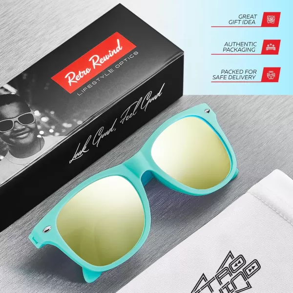 Retro Rewind Kids Sunglasses for Boys Girls Age 312  Shatterproof Rubberized Frame UV400 Toddler Children Sun GlassesTurquoise  Revo Gold