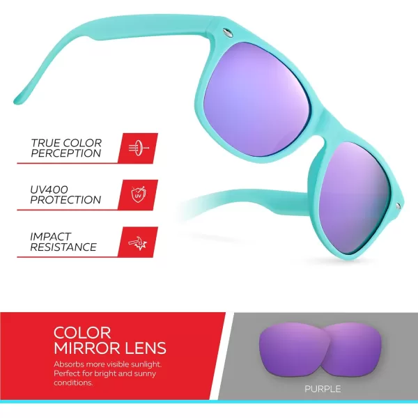 Retro Rewind Kids Sunglasses for Boys Girls Age 312  Shatterproof Rubberized Frame UV400 Toddler Children Sun GlassesTurquoise  Revo Purple