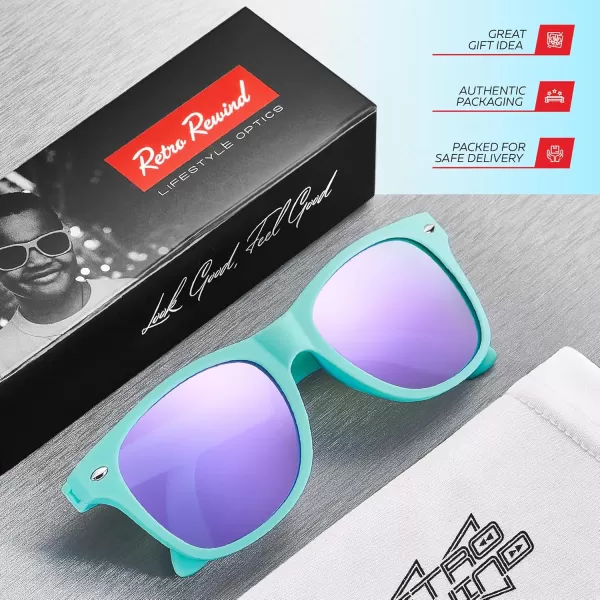 Retro Rewind Kids Sunglasses for Boys Girls Age 312  Shatterproof Rubberized Frame UV400 Toddler Children Sun GlassesTurquoise  Revo Purple