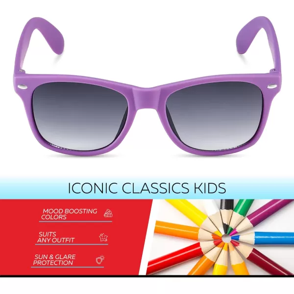 Retro Rewind Kids Sunglasses for Boys Girls Age 312  Shatterproof Rubberized Frame UV400 Toddler Children Sun GlassesViolet