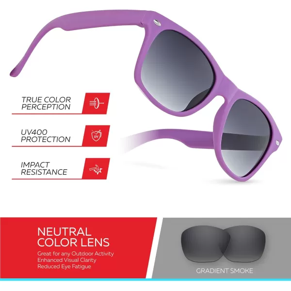 Retro Rewind Kids Sunglasses for Boys Girls Age 312  Shatterproof Rubberized Frame UV400 Toddler Children Sun GlassesViolet