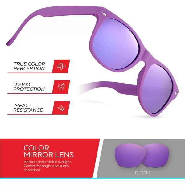 Retro Rewind Kids Sunglasses for Boys Girls Age 312  Shatterproof Rubberized Frame UV400 Toddler Children Sun GlassesViolet  Revo Purple