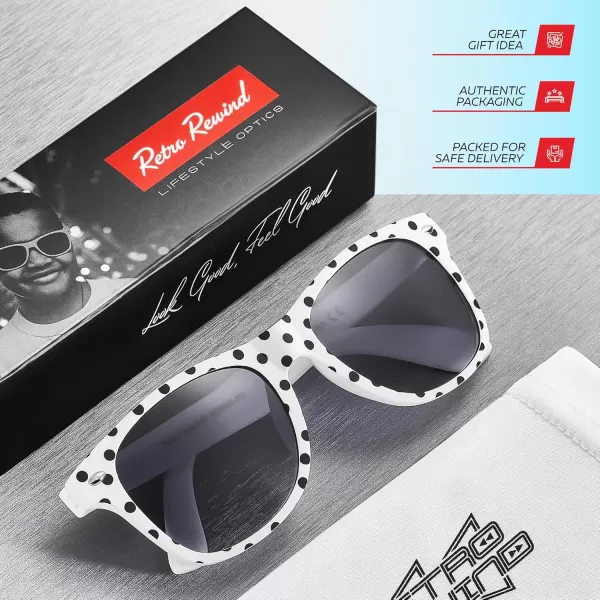 Retro Rewind Kids Sunglasses for Boys Girls Age 312  Shatterproof Rubberized Frame UV400 Toddler Children Sun GlassesWhite Polka Dot