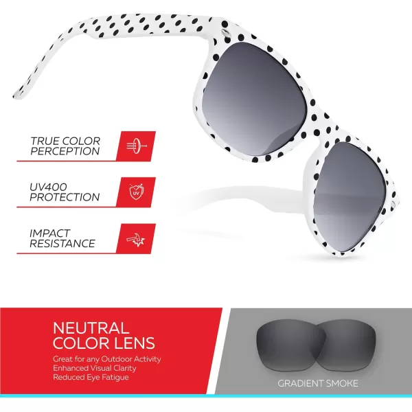 Retro Rewind Kids Sunglasses for Boys Girls Age 312  Shatterproof Rubberized Frame UV400 Toddler Children Sun GlassesWhite Polka Dot