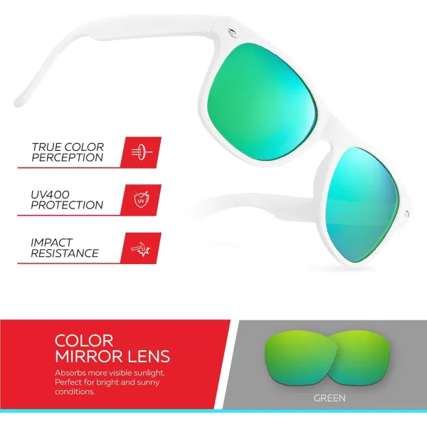 Retro Rewind Kids Sunglasses for Boys Girls Age 312  Shatterproof Rubberized Frame UV400 Toddler Children Sun GlassesWhite  Revo Green