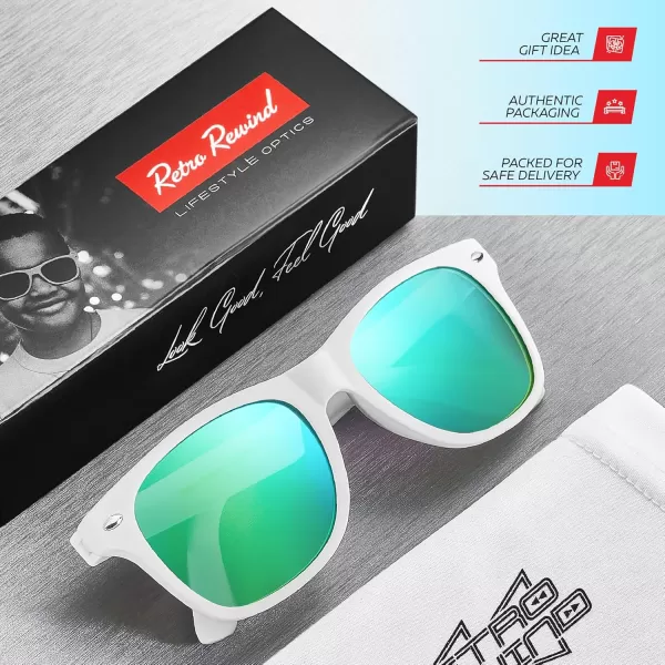 Retro Rewind Kids Sunglasses for Boys Girls Age 312  Shatterproof Rubberized Frame UV400 Toddler Children Sun GlassesWhite  Revo Green