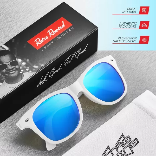 Retro Rewind Kids Sunglasses for Boys Girls Age 312  Shatterproof Rubberized Frame UV400 Toddler Children Sun GlassesWhite  Revo Ice Blue