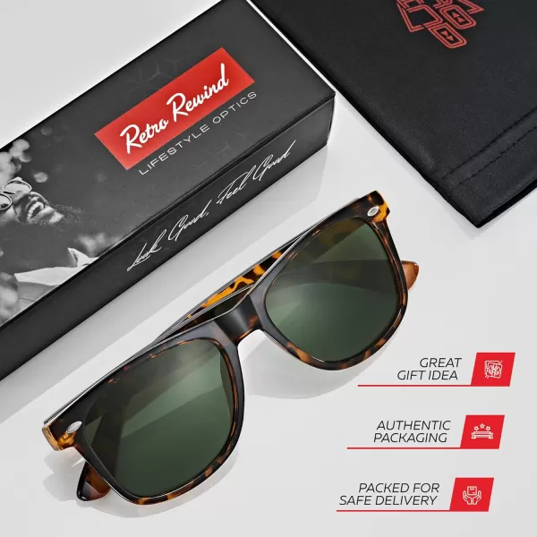 Retro Rewind Polarized Sunglasses for Men and Women  UV Protection Classic Sun GlassesGloss Tortoise  Green