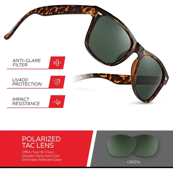 Retro Rewind Polarized Sunglasses for Men and Women  UV Protection Classic Sun GlassesGloss Tortoise  Green