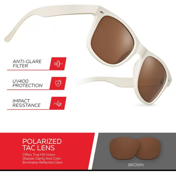 Retro Rewind Polarized Sunglasses for Men and Women  UV Protection Classic Sun GlassesMatte Beige  Brown