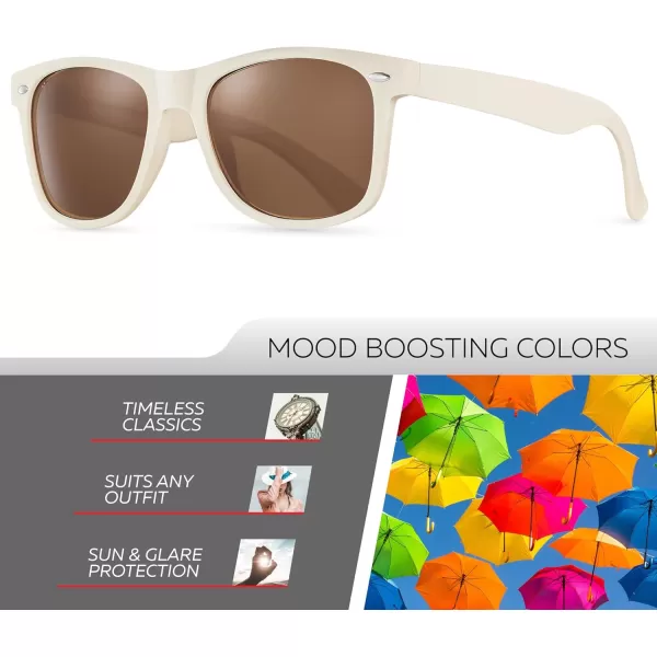 Retro Rewind Polarized Sunglasses for Men and Women  UV Protection Classic Sun GlassesMatte Beige  Brown