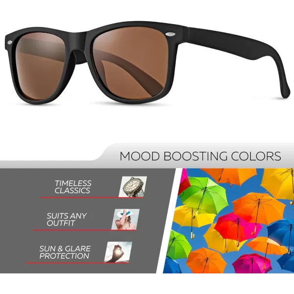 Retro Rewind Polarized Sunglasses for Men and Women  UV Protection Classic Sun GlassesMatte Black  Brown