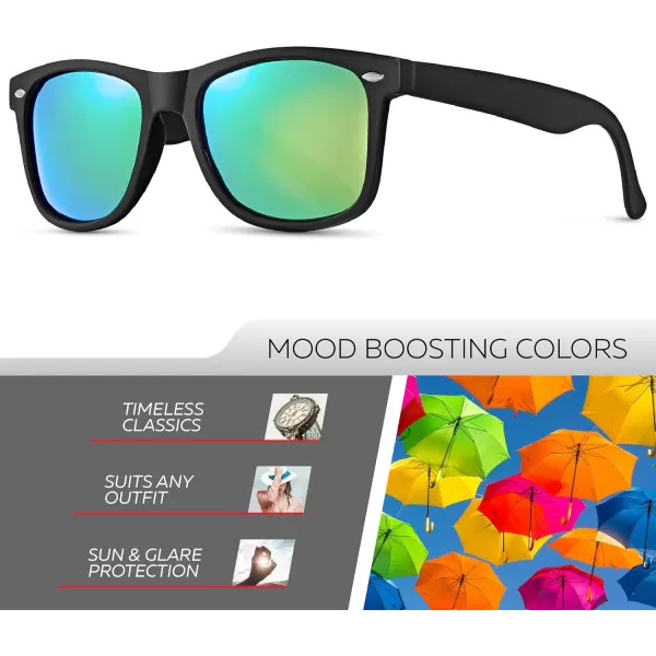 Retro Rewind Polarized Sunglasses for Men and Women  UV Protection Classic Sun GlassesMatte Black  Revo Green