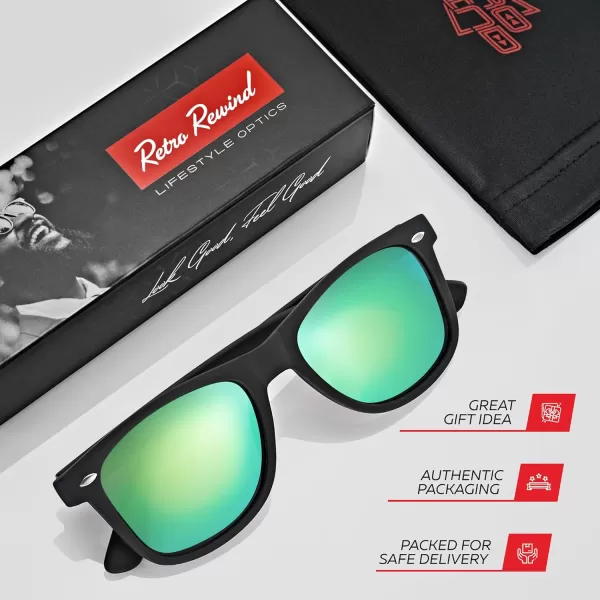 Retro Rewind Polarized Sunglasses for Men and Women  UV Protection Classic Sun GlassesMatte Black  Revo Green