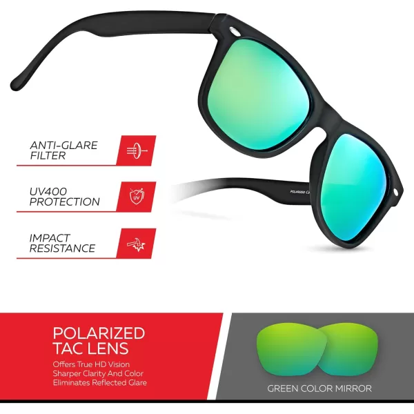 Retro Rewind Polarized Sunglasses for Men and Women  UV Protection Classic Sun GlassesMatte Black  Revo Green