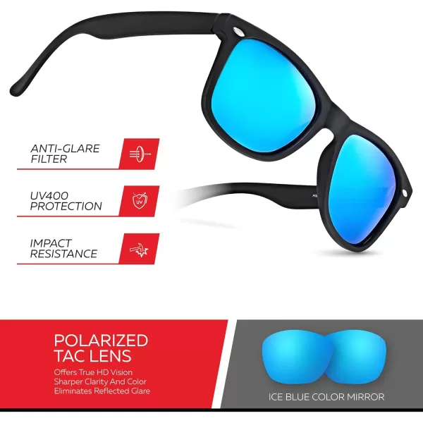 Retro Rewind Polarized Sunglasses for Men and Women  UV Protection Classic Sun GlassesMatte Black  Revo Ice Blue