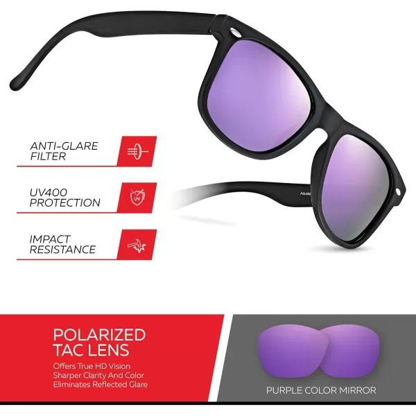 Retro Rewind Polarized Sunglasses for Men and Women  UV Protection Classic Sun GlassesMatte Black  Revo Purple