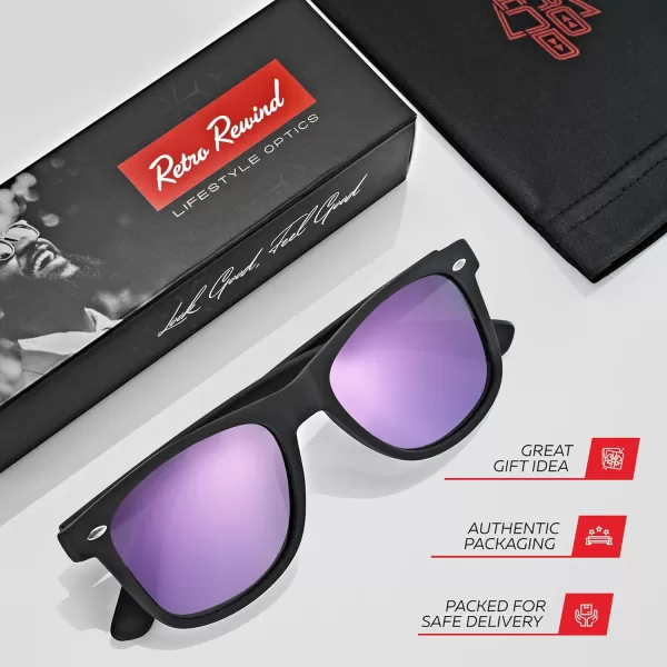 Retro Rewind Polarized Sunglasses for Men and Women  UV Protection Classic Sun GlassesMatte Black  Revo Purple