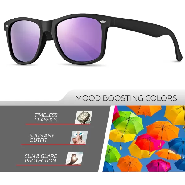 Retro Rewind Polarized Sunglasses for Men and Women  UV Protection Classic Sun GlassesMatte Black  Revo Purple