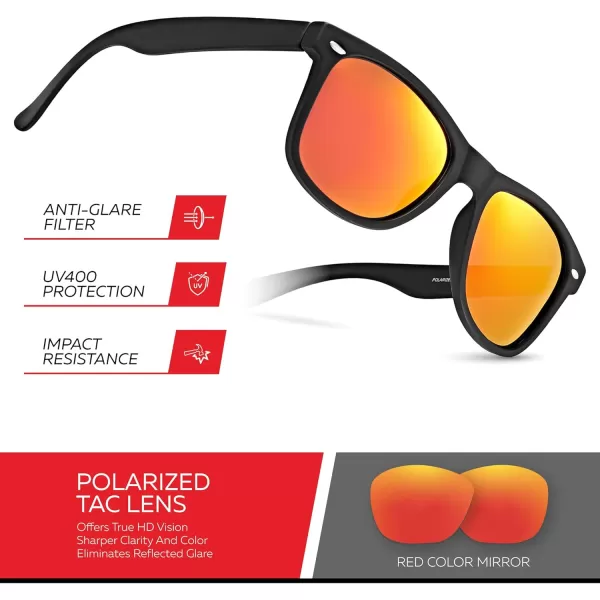 Retro Rewind Polarized Sunglasses for Men and Women  UV Protection Classic Sun GlassesMatte Black  Revo Red