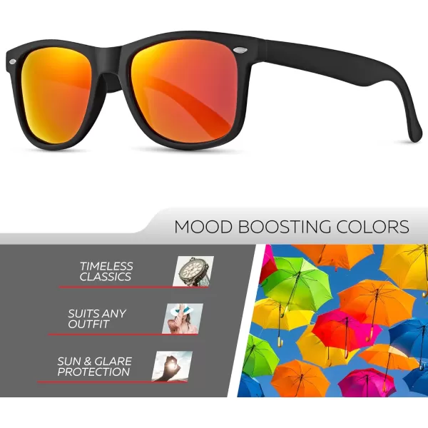 Retro Rewind Polarized Sunglasses for Men and Women  UV Protection Classic Sun GlassesMatte Black  Revo Red