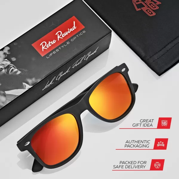 Retro Rewind Polarized Sunglasses for Men and Women  UV Protection Classic Sun GlassesMatte Black  Revo Red