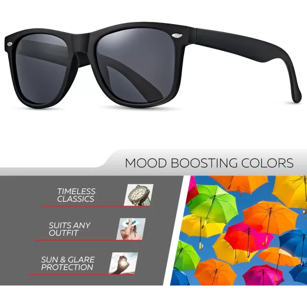 Retro Rewind Polarized Sunglasses for Men and Women  UV Protection Classic Sun GlassesMatte Black  Smoke
