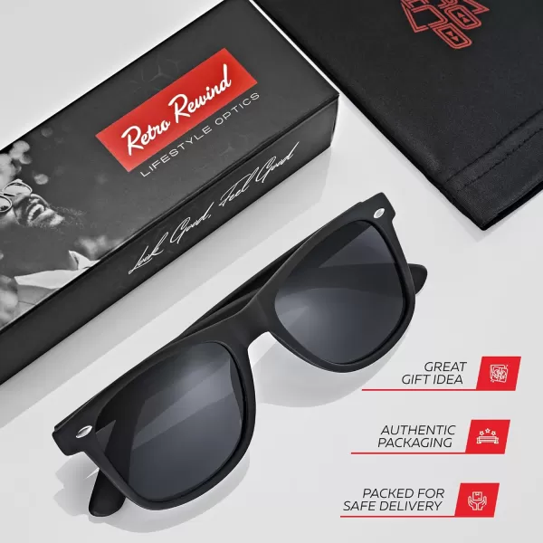 Retro Rewind Polarized Sunglasses for Men and Women  UV Protection Classic Sun GlassesMatte Black  Smoke