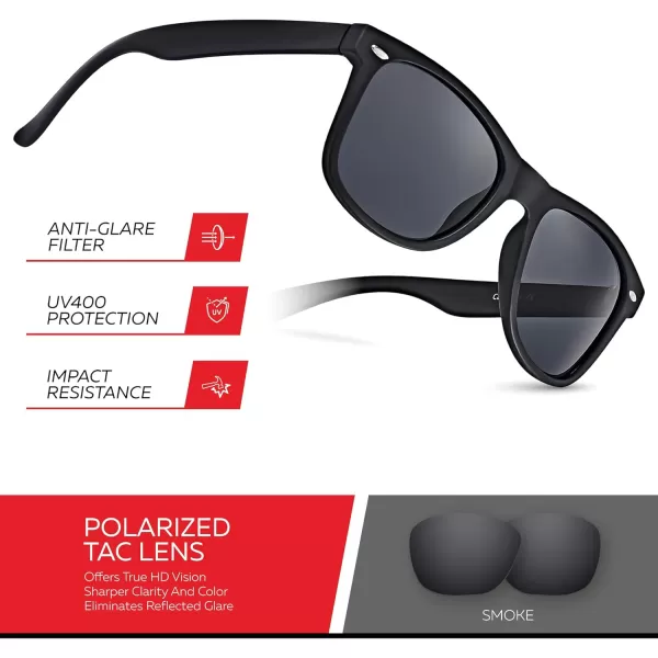 Retro Rewind Polarized Sunglasses for Men and Women  UV Protection Classic Sun GlassesMatte Black  Smoke
