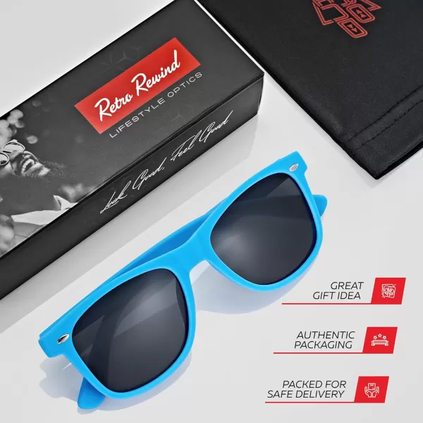 Retro Rewind Polarized Sunglasses for Men and Women  UV Protection Classic Sun GlassesMatte Blue  Smoke
