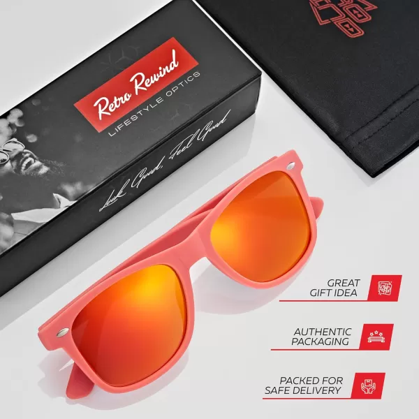 Retro Rewind Polarized Sunglasses for Men and Women  UV Protection Classic Sun GlassesMatte Coral  Revo Red