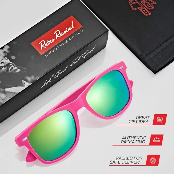 Retro Rewind Polarized Sunglasses for Men and Women  UV Protection Classic Sun GlassesMatte Hot Pink  Revo Green