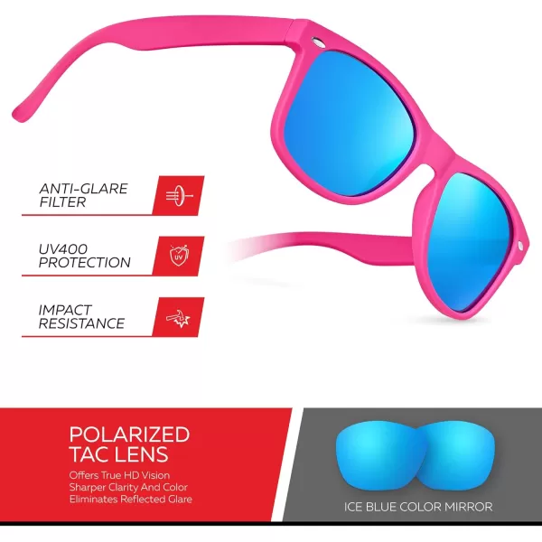 Retro Rewind Polarized Sunglasses for Men and Women  UV Protection Classic Sun GlassesMatte Hot Pink  Revo Ice Blue
