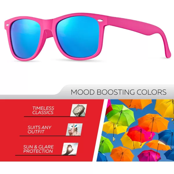 Retro Rewind Polarized Sunglasses for Men and Women  UV Protection Classic Sun GlassesMatte Hot Pink  Revo Ice Blue