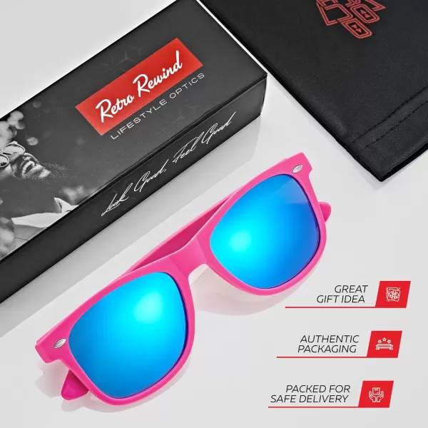 Retro Rewind Polarized Sunglasses for Men and Women  UV Protection Classic Sun GlassesMatte Hot Pink  Revo Ice Blue
