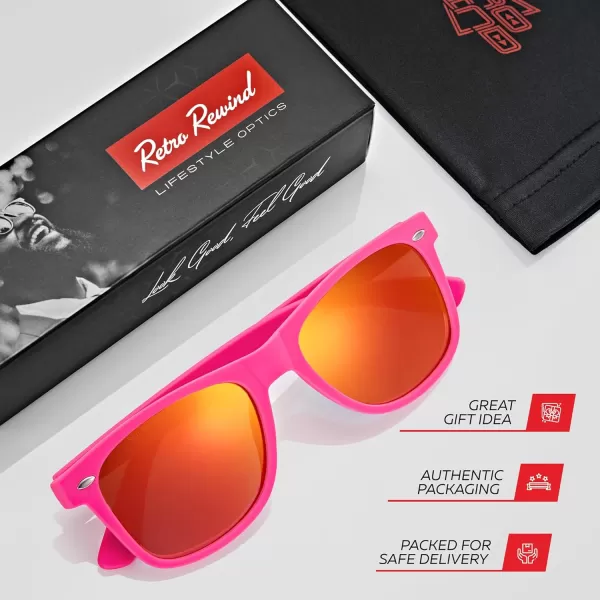 Retro Rewind Polarized Sunglasses for Men and Women  UV Protection Classic Sun GlassesMatte Hot Pink  Revo Red