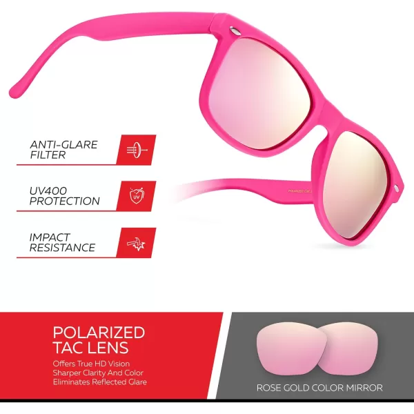 Retro Rewind Polarized Sunglasses for Men and Women  UV Protection Classic Sun GlassesMatte Hot Pink  Revo Rose Gold