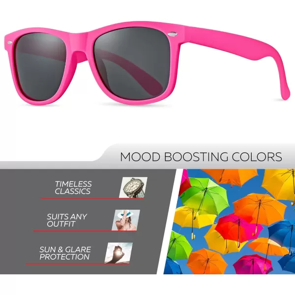 Retro Rewind Polarized Sunglasses for Men and Women  UV Protection Classic Sun GlassesMatte Hot Pink  Smoke