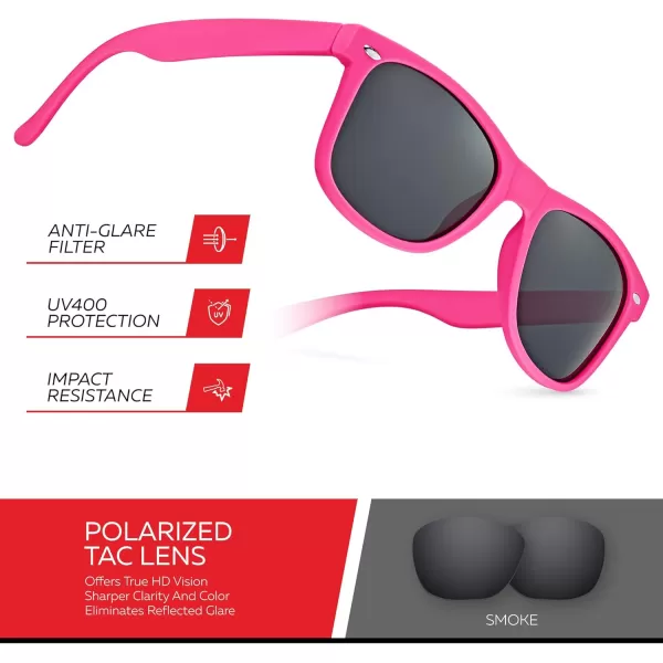 Retro Rewind Polarized Sunglasses for Men and Women  UV Protection Classic Sun GlassesMatte Hot Pink  Smoke