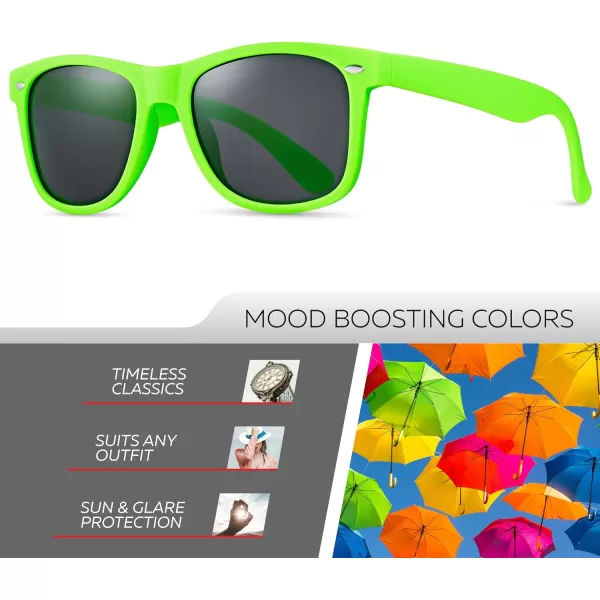 Retro Rewind Polarized Sunglasses for Men and Women  UV Protection Classic Sun GlassesMatte Lime Green  Smoke