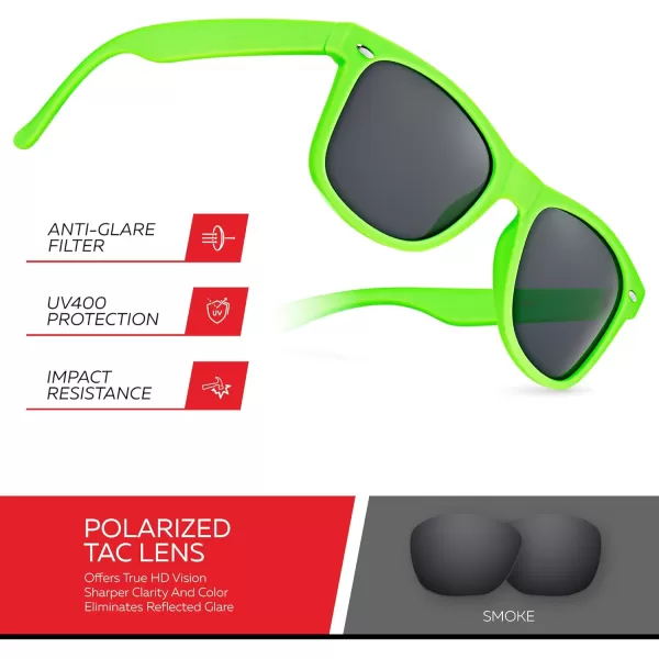 Retro Rewind Polarized Sunglasses for Men and Women  UV Protection Classic Sun GlassesMatte Lime Green  Smoke