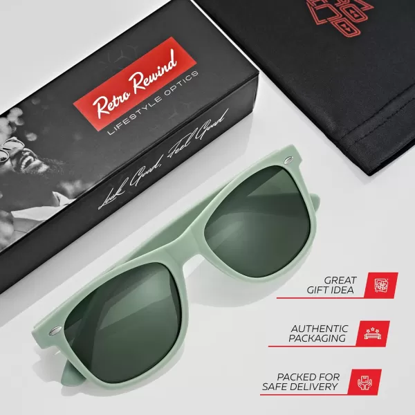 Retro Rewind Polarized Sunglasses for Men and Women  UV Protection Classic Sun GlassesMatte Olive Gray  Green