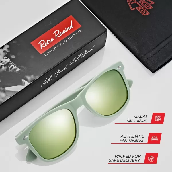 Retro Rewind Polarized Sunglasses for Men and Women  UV Protection Classic Sun GlassesMatte Olive Gray  Revo Gold